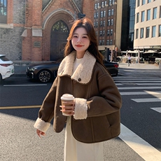 现货，加厚保暖设计感两面穿皮毛一体羊羔毛外套2990P195K298，女装棉衣/棉服，2C029