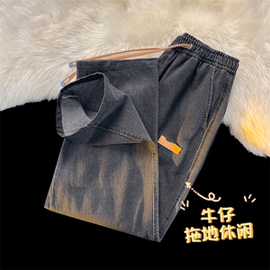 拖地时尚带标牛仔长裤加绒加厚宽松垂顺 K825-特批37 加绒特批47图片