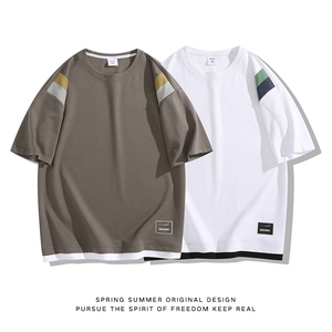 wassup happy渐变短袖t恤男士夏季薄款潮牌青少年圆领休闲上衣服图片