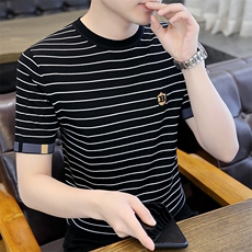 直播7317-P50欧洲站短袖毛衣男针织半袖T恤衫潮牌修身个性男，男装T恤，电商D310B