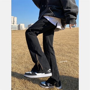2024新款高街牛仔裤黑白色拉链款微喇叭裤715-6-BX08P65（控88）