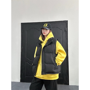 现货5W件冬季三防硬挺boxy短款立领棉衣马夹外套加厚马甲保暖棉服图片