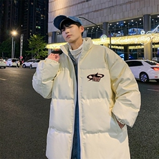 新款立领pu皮印花棉衣男秋冬季加厚面包服外套保暖棉服MY621-P115，男装棉衣，星座505-3