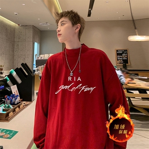 一件过冬重磅保暖针织衫德绒加绒加厚卫衣半高领打底长袖T恤DR94