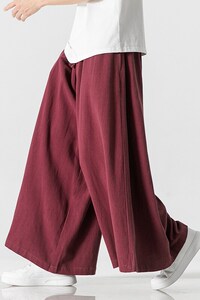 日系复古阔腿裤风休闲哈伦裤棉麻男女新中式 K82/P75图片
