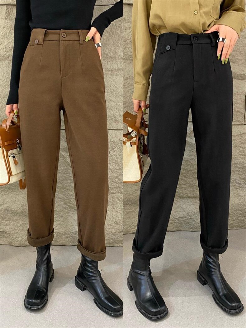 羊绒条小西裤，半松紧腰不挑人穿m-xxl，其它，简 影