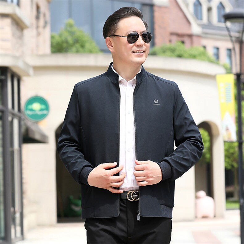 B-N9959男士2023年秋季新款长袖中老年休闲拉链夹克立领潮流P73，男装夹克，电商B360