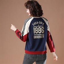 2021春季新款洋气时尚拼接圆领卫衣上衣女，女装大码女装，潮品会