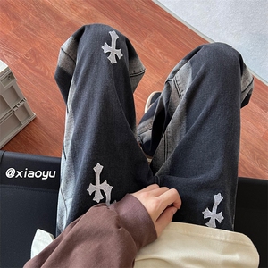 XZ616 秋季新款克罗心渐变牛仔裤拖地长裤 TY406 P55控68图片