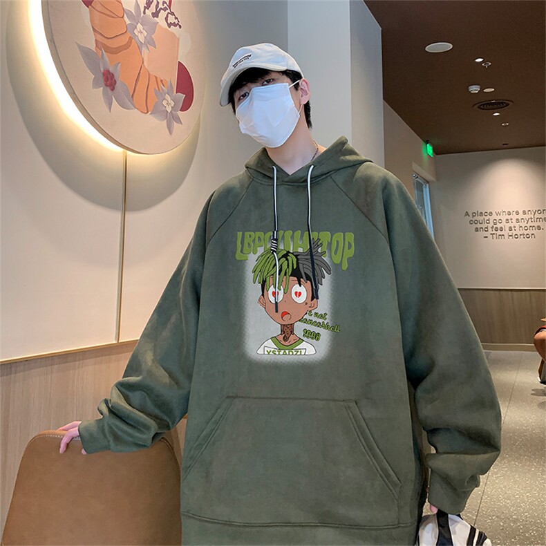 已注册港风抖音直播得物品质宽松麂皮绒连帽卫衣W6006P48,男装卫衣,电商C408-1(原B339-1)