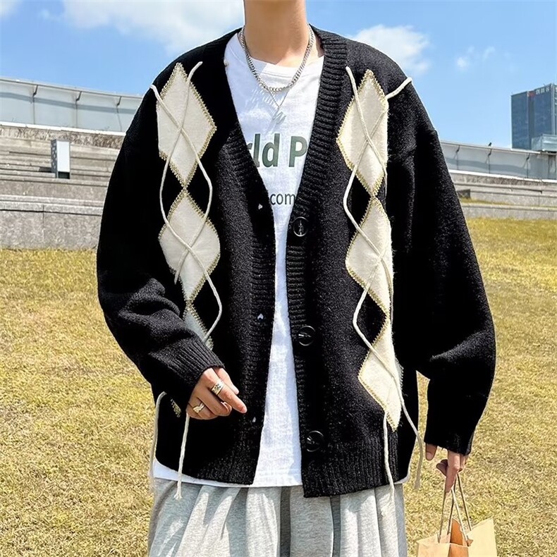圆领毛衣男港味2023秋季复古日系针织衫GM40P48图片