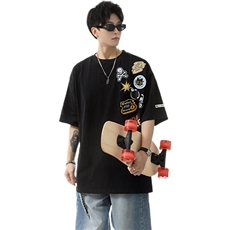 毛巾绣徽章短袖t恤男cp162-特p33，男装T恤，电商B371