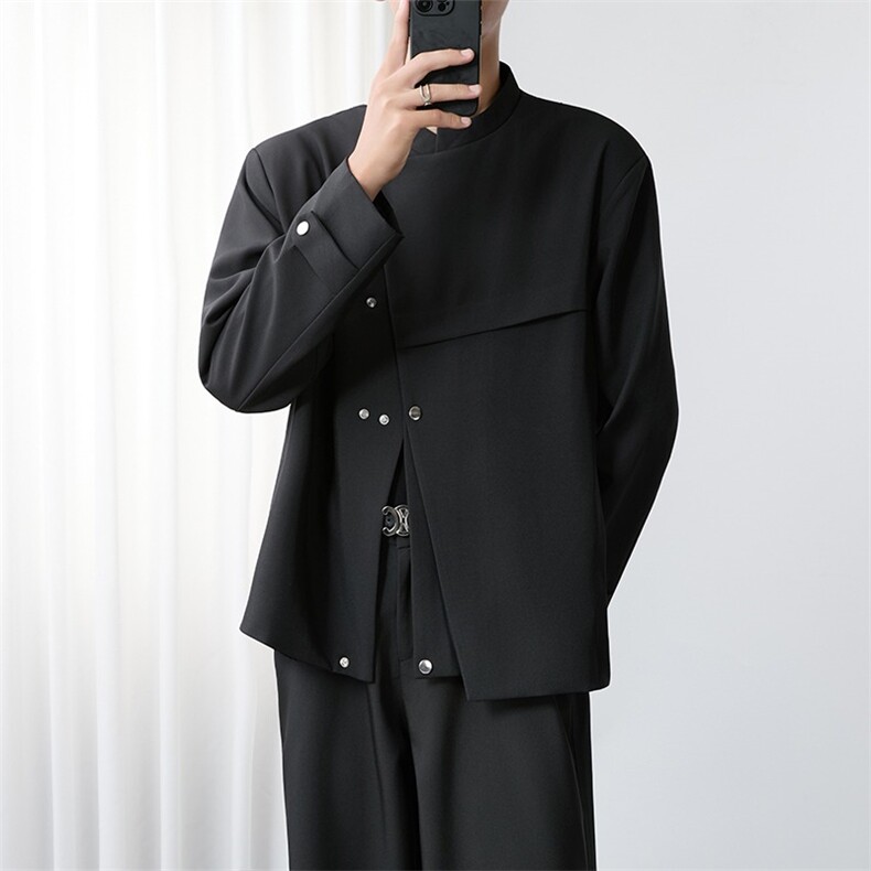 W11045-P78网图现货春新中式立领西服外套解构斜门襟设计感夹克,男装夹克,星座1608