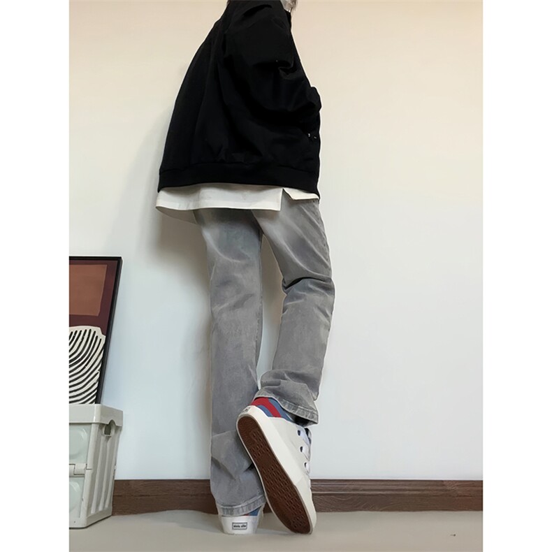 B221美式高街水泥灰弹力直筒牛仔裤LK24146-P60控79加绒P70控99,男装牛仔裤,电商B221