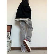B221美式高街水泥灰弹力直筒牛仔裤LK24146-P60控79加绒P70控99，男装牛仔裤，电商B221