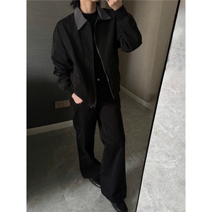 千鸟格拼接短款外套男秋季翻领棒球服正肩飞行夹克BJK1033图片