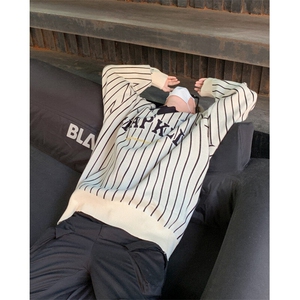 B379P57秋冬毛衣打底衫线衣翻领男装上衣宽松日系港风图片