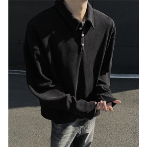肌理感坑条POLO衫男简约设计感卫衣宽松潮流长袖外套2025春装 P48图片