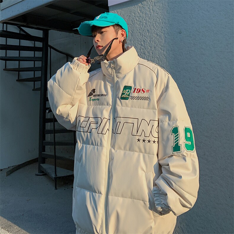 冬季新款休闲宽松PU皮短款棉服男装立领面包服棉衣外套M0392-P110,男装棉衣,星座308B-1
