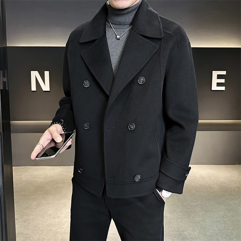 有报告双排扣冬季2025新款羊毛呢子大衣外套A313-8173J-P335,男装毛呢大衣,电商A313