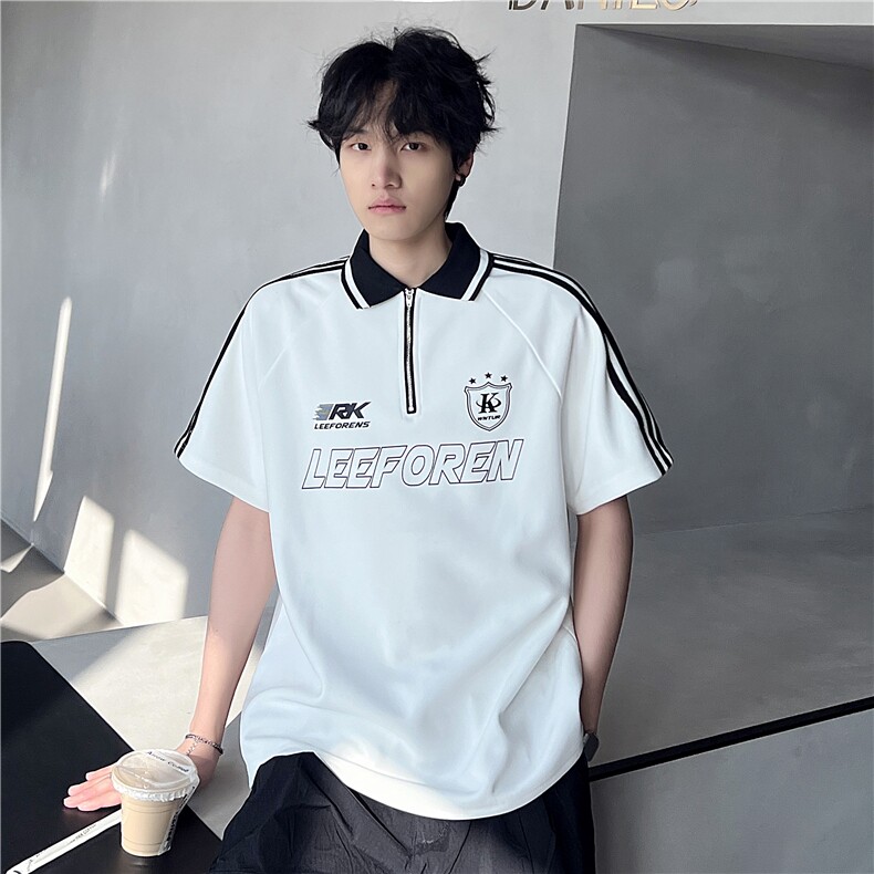 2026新款半拉链学院风POLO衫黑白拼接抗菌凉感短袖DT302-特P33，男装T恤，电商C307