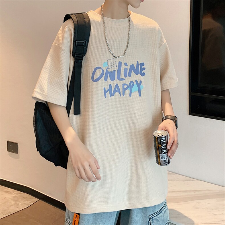 ！2022夏季新款男士华夫格短袖T恤百搭潮流半袖TXH201P25,男装T恤,电商B220