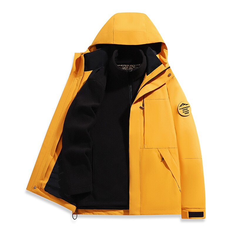 户外连帽男女新款三合一防风防水登山服软壳保暖外套H6188-P90,男装棉衣,星座1403A