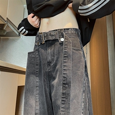 M-8XL送腰带牛仔裤2025春季大码美式高街vibe直筒裤子NZ9007/P65，男装牛仔裤，电商B238