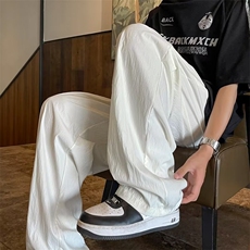 夏季薄款褶皱速干冰丝裤男士裤子潮流美式休闲直筒裤百搭宽松长裤，男装休闲裤，星座410-6（原星座1304-1）