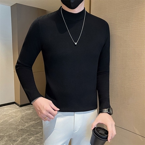 店主风小伙秋冬男士半高领套头长袖针织毛衣男修身301A-1/M68/P38图片