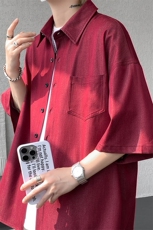8XL-M冰丝牛仔短袖衬衫男款夏季薄款宽松慵懒衬衣外套DC28006P60，男装T恤，电商B312
