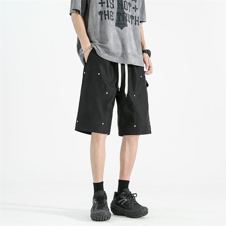 夏季铆钉抽绳短裤男夏季设计宽松休闲潮流百搭短裤DK339P-25,男装牛仔裤,电商A128