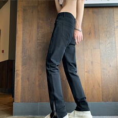 港风秋冬款男女牛仔裤侧边拉链小脚宽松直筒长裤NK0622P40，男装牛仔裤，星座1013-1