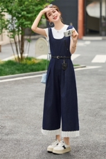 港风复古高端牛仔背带连体裤2025夏新款女减龄洋气阔腿裤休闲套装，女装套装/套裙，瑶迪依秀