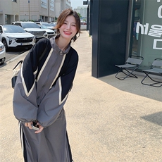 24秋装拼色立领宽松短外套+半身裙两件套2C239-SS17-P178-K258，女装套装/套裙，2C239