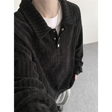 美式复古雪尼尔polo领卫衣大码设计重磅翻领外套LW609特P45加绒55，女装短外套，电商B215