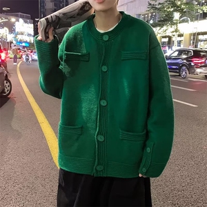 复古开衫毛衣男秋冬季纯色针织衫上衣潮牌宽松休闲MY121-P53图片