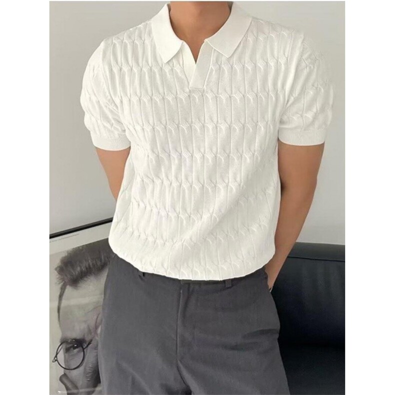 针织冰丝polo衫男短袖夏季新款潮流百搭修身帅气翻领t恤LB070-P40,男装T恤,星座1008