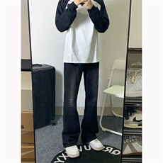 B221美式ins高街暗黑光版修身微喇牛仔裤LK23137-P55控78，男装牛仔裤，电商B221