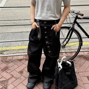 美式复古水洗牛仔裤男款直筒宽松弯刀阔腿痞帅裤子潮流百搭NZ7024图片