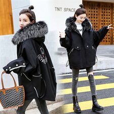 2020冬季新款时尚个性拉链口袋气质修身舒适保暖刺绣派克服，女装派克服，曼娅璐