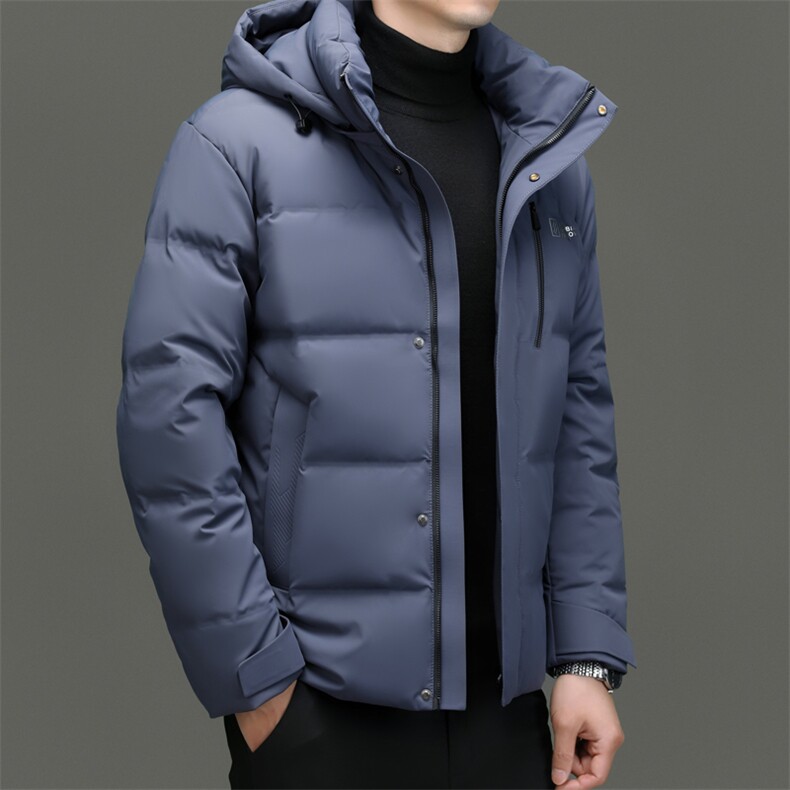 冬雪中白鹅绒可脱卸帽御寒加厚高端潮服羽绒服防寒面包服短款外套,男装羽绒服,钱塘6003（原4033）
