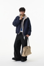 美式座山雕毛领保暖棉衣水貂毛棉服冬季宽松设计感面包服男，男装棉衣，星座903-1