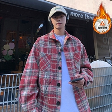 小香风百搭夹克外套拼色复古翻领宽松衬衫男C2166JR（加绒）特P48，男装夹克，电商A007