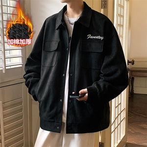 麂皮绒多口袋棉服宽松翻领加棉夹克男大码小众外套J611J加棉-P85图片