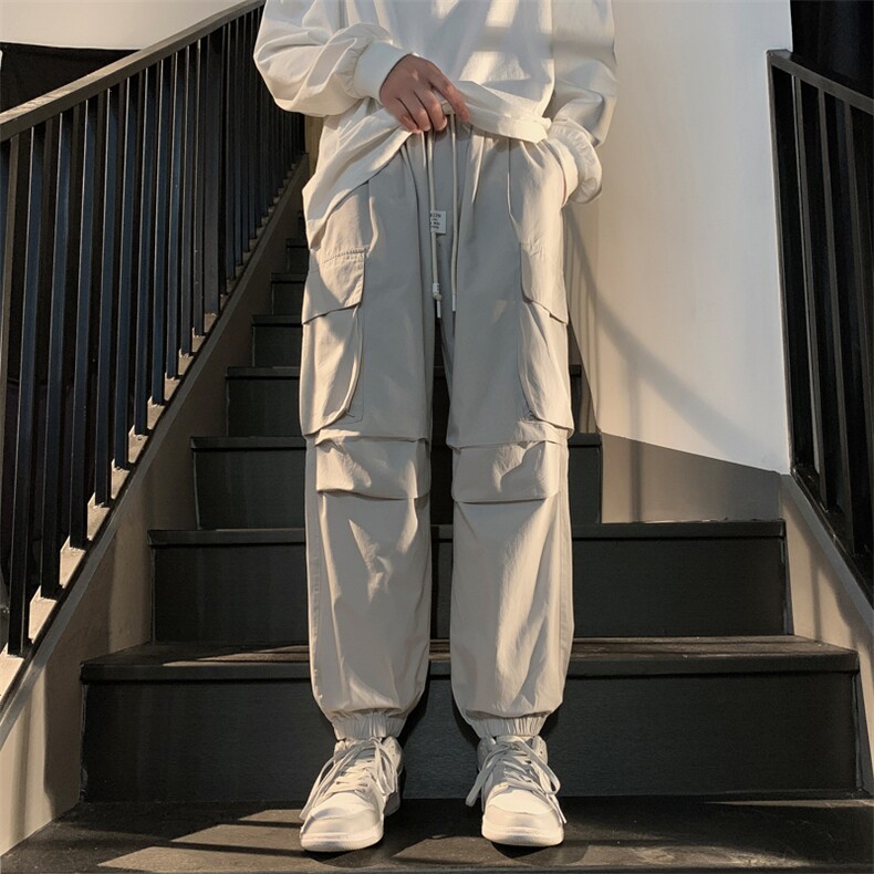 纯棉水洗梭织裤全包边新款阔腿束脚休闲裤男K23143-P50控68,男装休闲裤,星座717