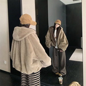 两面穿现货重磅短款座山雕棉衣男女双面穿毛毛绒棉服加厚外套图片