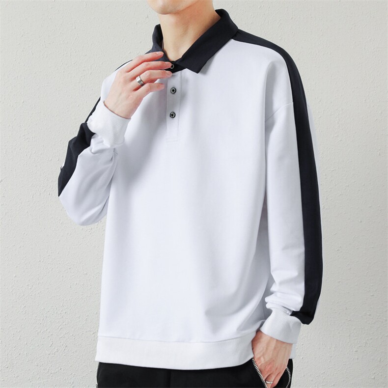 高品质日系翻领拼接长袖POLO衫男士潮款百搭卫衣男PL01-P46,男装卫衣,星座1204