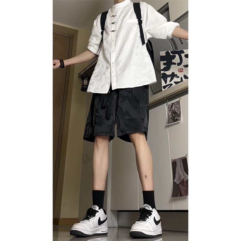 2025年夏季冰丝风龙纹短裤XZ806-DK36007-特p30控58,男装牛仔裤,四季星座806