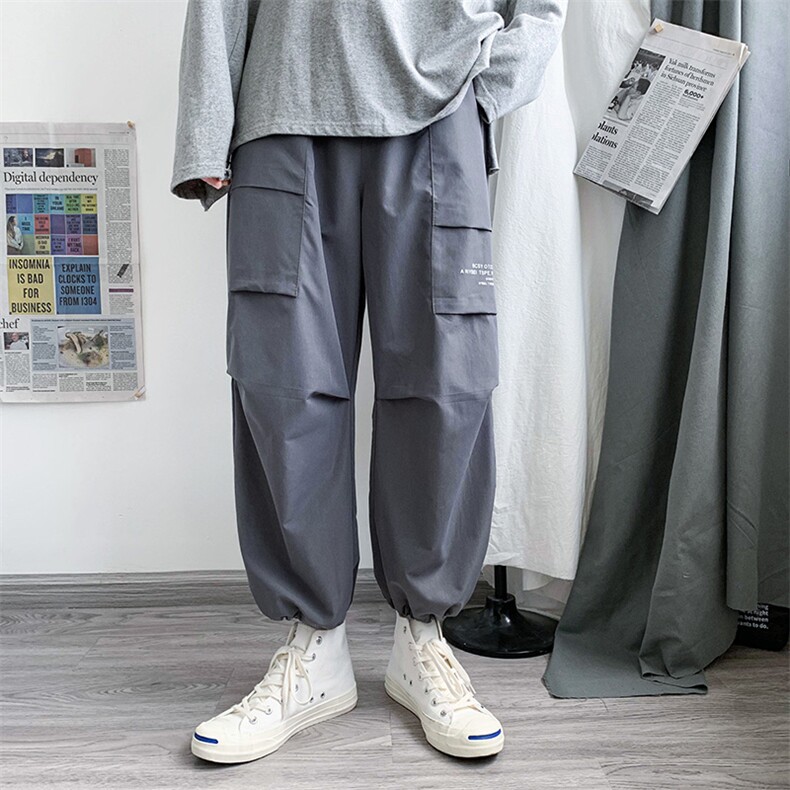 秋季男降落伞宽松直筒高街潮牌工装休闲长裤K807p25,男装工装外套,电商D315A